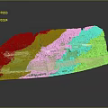Detailed 3D Terrain Model With Green Forest Fields Roads And Buildings Scenic View
