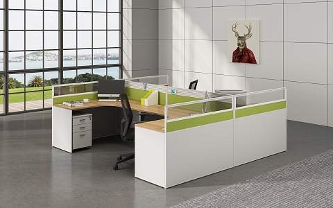 Open Office Area Desk Workstation Staff Office with Bed Workstation Financial Office Staff Office Screen Workstation Screen 3d model