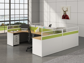 Open Office Area Desk Workstation Staff Office with Bed Workstation Financial Office Staff Office Screen Workstation Screen 3d model