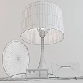 Modern White Table Lamps With Sleek Design Round Shade And Charging Cable