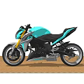 Suzuki Modern Teal Motorcycle With Sleek Body Golden Forks And Black Details