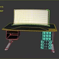 Modern Workstation Desk With Black Surface Gold Trim Metal Frame And Storage Drawers