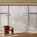 Bright Interior With Venetian Blinds Window Brown Chair And Floor Lamp