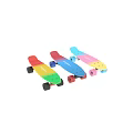 Skateboard Sports Equipment With Colorful Rainbow Gradient Design Blue Pink Wheels And Textured Deck