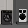 Modern Black And White Washing Machines With Sleek Design And Control Panels