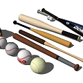 Sports Equipment Featuring Various Baseball Bats Leather Glove And Multiple Baseballs Collection