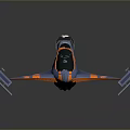 3D Designed Aircraft Model With Blue Orange Stripes And Wing Structure