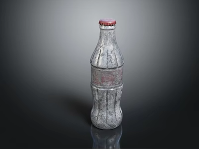 Classic Silver Beverage Bottle With Red Cap And Red Label Design 3d model