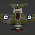 Classic Green Camouflage Biplane Model With Roundels Striped Tail And Orange Propeller