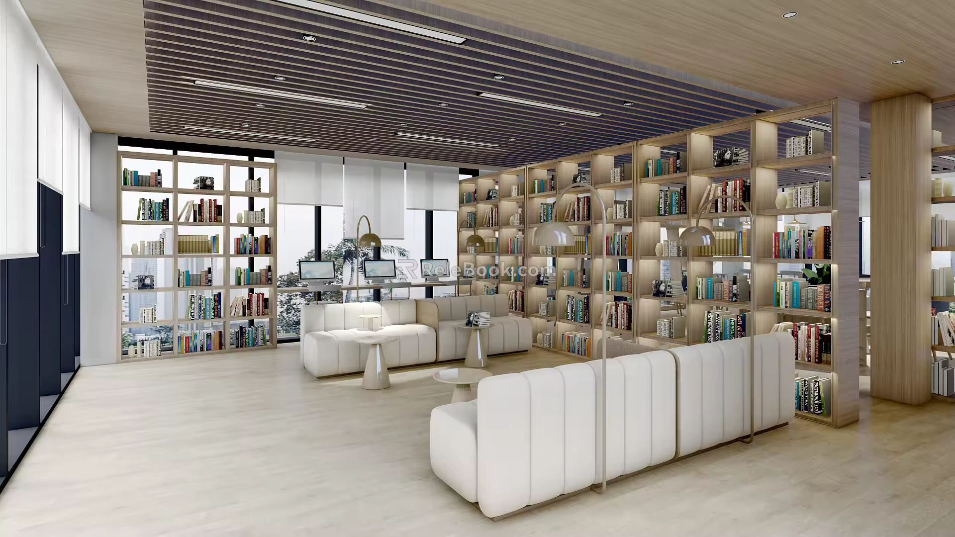 Modern Library Book Bar Reading Room Library 3d model