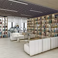 Modern Library Book Bar Reading Room Library 3d model