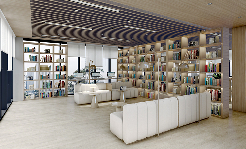 Modern Library Book Bar Reading Room Library 3d model