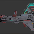 Futuristic Sci Fi Mechanical Structure With Red Gray Color And Detailed Wing Design