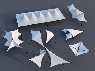 Tension film pavilion awning landscape sketch model