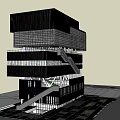 Modern Office Building With Glass Curtain Wall And Multi Storey Black White Exterior