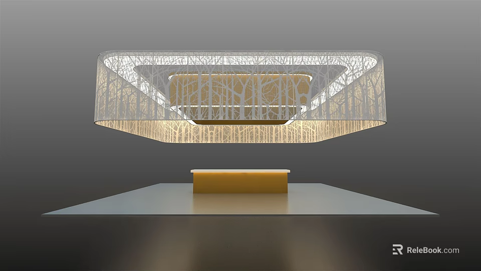 Modern Display Shelves With LED Lighting And Multi Layer Glass Structure 3d model 