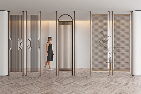 Light Luxury Metal Partition Screen 3d model