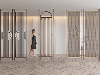 Light Luxury Metal Partition Screen 3d model