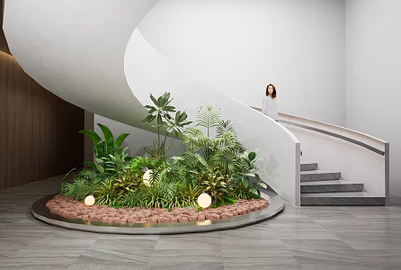 modern spiral staircase tropical rainforest 3d model