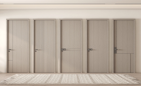 Modern swing door interior door single door solid wood door 3d model