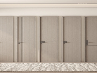 Modern swing door interior door single door solid wood door 3d model