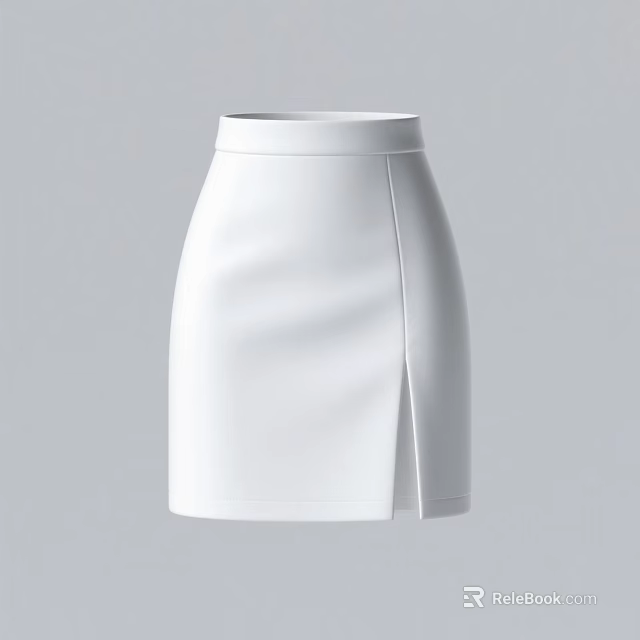 Elegant White Short Skirt With Side Slit Design For Women Fashion Wear 3d model 