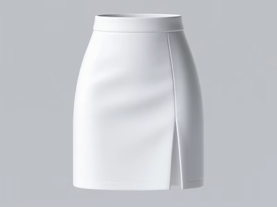 Elegant White Short Skirt With Side Slit Design For Women Fashion Wear 3d model