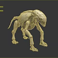 Futuristic Sci Fi Game Movie Character Silver Mechanical Beast With Articulated Joints Glowing Eyes