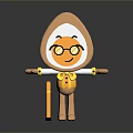 Egg Shaped Game and Movie Character With Glasses Smiling Face Yellow Bow Tie and Cane