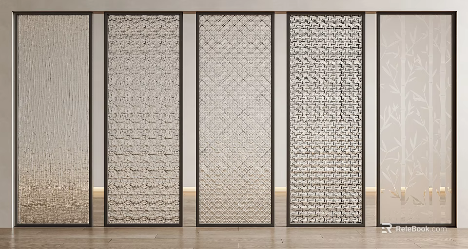 Modern Decorative Room Dividers With Intricate Patterns And Metal Frames For Home Interior 3d model 