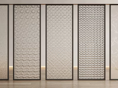 Modern Decorative Room Dividers With Intricate Patterns And Metal Frames For Home Interior 3d model