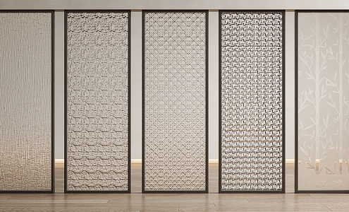 Glass Screen Carved Glass Frosted Glass Partition Carved Glass Screen Frosted Glass Partition 3d model