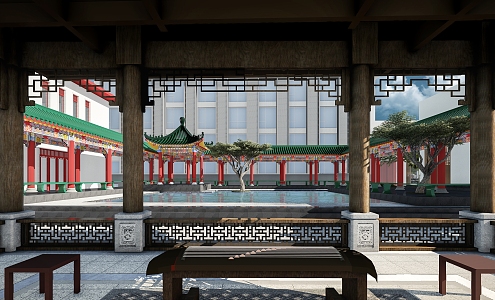 New Chinese Courtyard 3d model