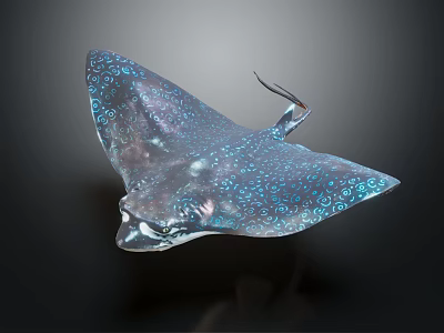 Vibrant Blue Spotted Ray With Elegant Shape On Dark Background 3d model
