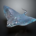 Vibrant Blue Spotted Ray With Elegant Shape On Dark Background