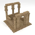Detailed Ancient Stone Architectural Component Model with Columns Arches and Steps 3d model