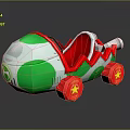 Colorful Green White Toy Car With Red Seat And Yellow Star Wheels