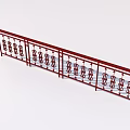 Red Metal Railings Featuring Long Structure and Intricate Geometric Pattern Design 3d model
