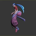 A Man With Blue And Pink Hair Shirtless Torso Baggy Pink Pants Holding Swords