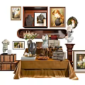 Exquisite Luxury Jewelry Pieces Display On Velvet Table With Framed Art And Sculptures
