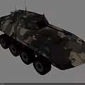 Armored Military Vehicle With Camouflage Paint Six Wheels Mounted Weapon And Antenna