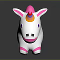 Cute Unicorn Game Movie Character With White Body Pink Mane Purple Eyes And Colorful Horn