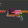 Colorful Assembled Toy Gun With Red Black Orange Body And White Grip For Household Use