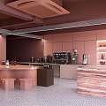 Warm Modern Coffee Shop Interior With Wooden Counter Bar And Coffee Machines