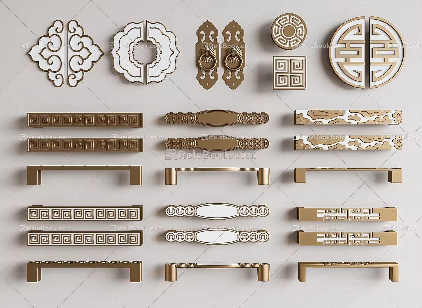 New Chinese Style Handle Cabinet Door Handle Cabinet Door Handle Metal Handle Drawer Handle Door Handle 3d model