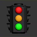 Black Traffic Light With Red Yellow Green Lights And Multiple Faces