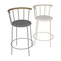 Modern Design Bar Stools With Black And Beige Fabric Seats Metal Legs And Wooden Armrests