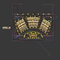 Large Tiered Modern Conference Room Design With Wooden Walls Large Screen Podium And Organized Seats