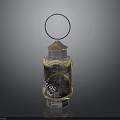 Decorative Lantern Featuring Metal Ring Copper Top Black Patterned Body And Golden Edges