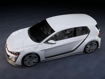 White Modern Hatchback Car With Sleek Lines Black Alloy Wheels And Red Front Accents 3d model